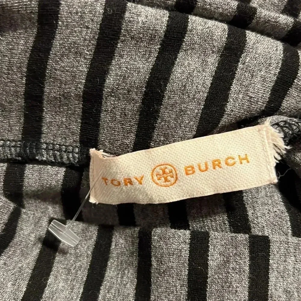 Tory Burch Gray Black Striped Mock Neck Long Sleeve Sweater Dress 30142482